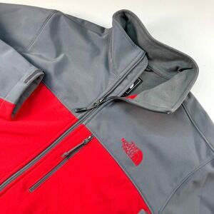 The North Face Mens Medium Apex Bionic Softshell Jacket Red Gray Windproof